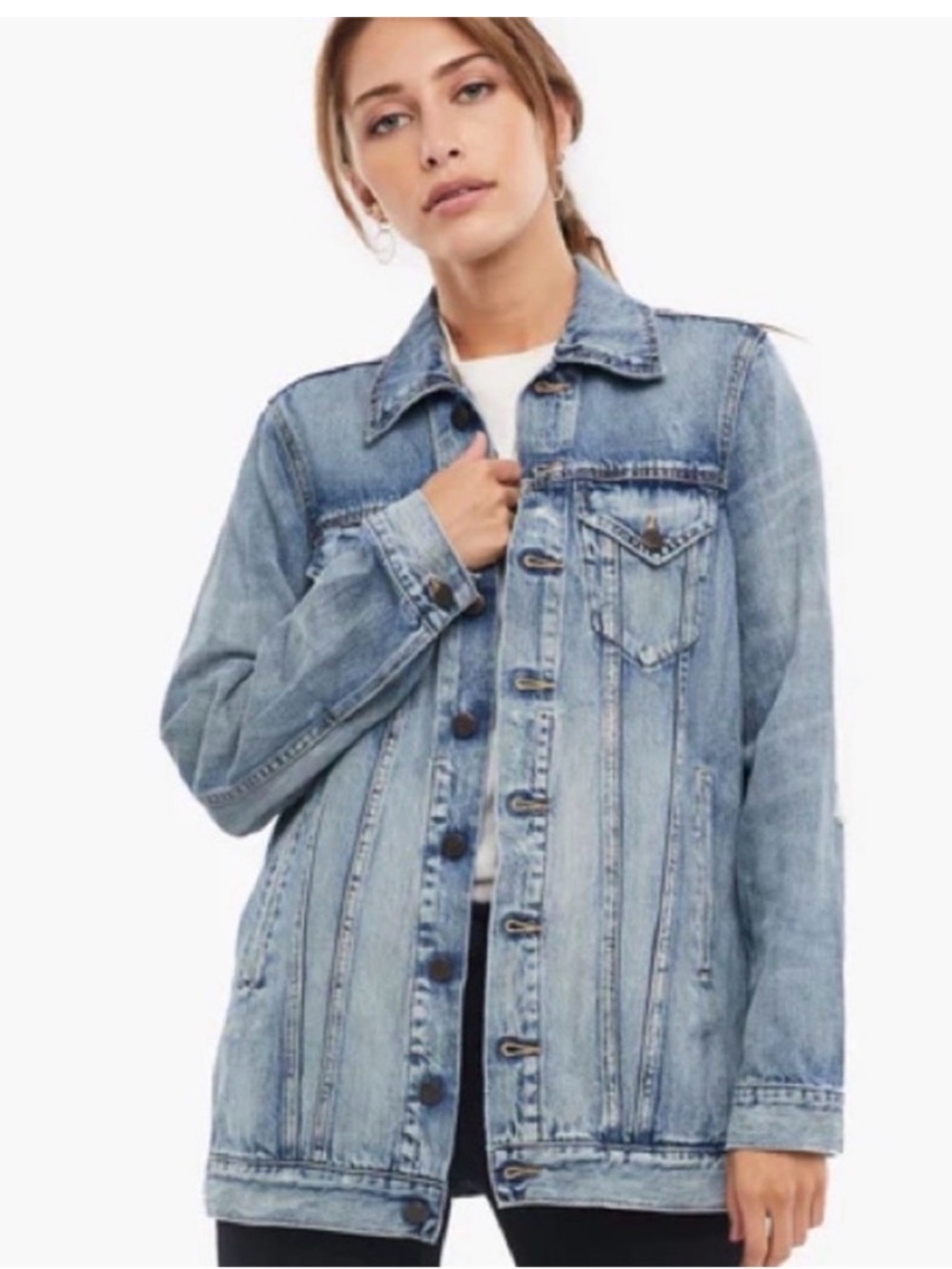 ABLE Long Merly Denim Jacket Oversized and Distressed Size S